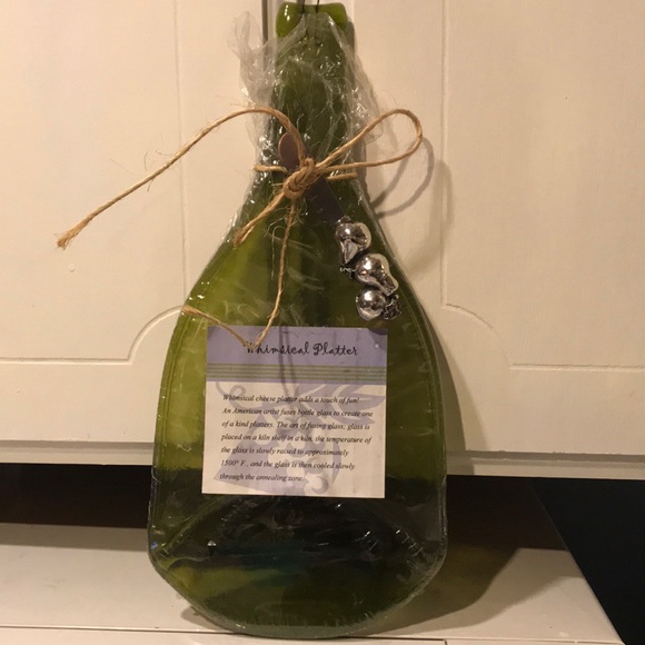 Hand Glass Blown Cheese Platter & Spreader - Picture 1 of 6